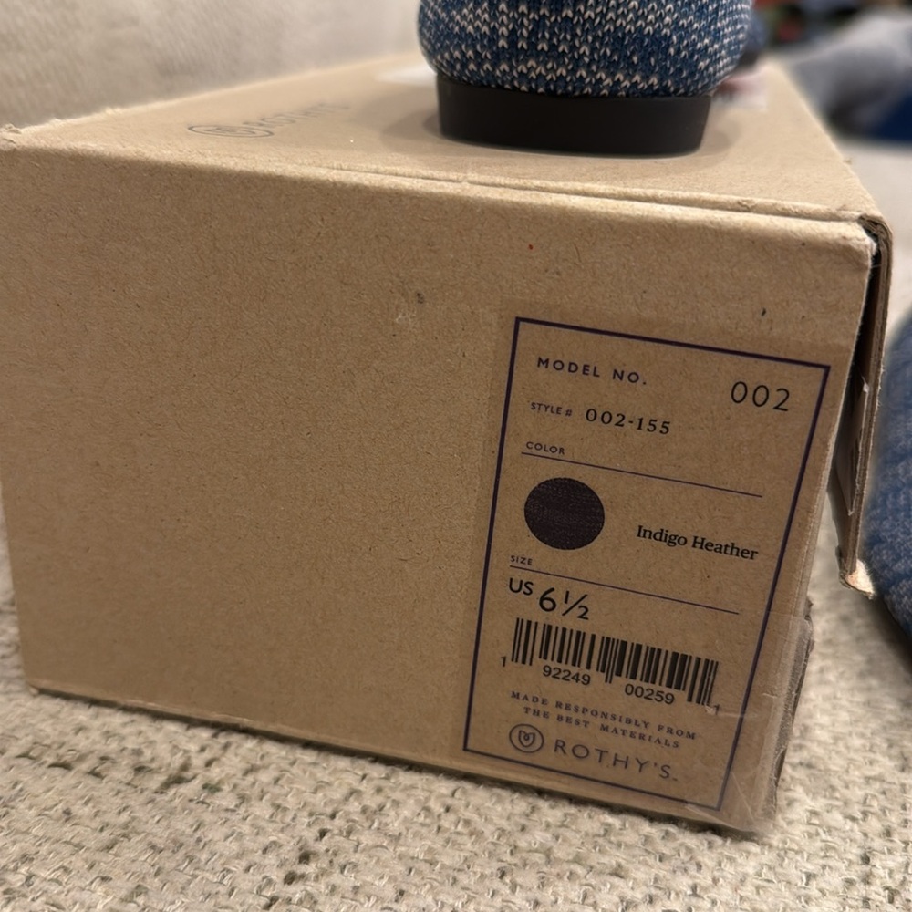 Rothy’s Original The Point in Indigo Heather Size 6.5 NIB - Picture 3 of 7